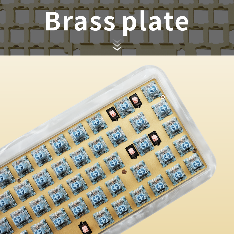 MelGeek Mojo65 68key 5.2 Bluetooth RGB Resin Mechanical Keyboard Kit with Brass Plate
