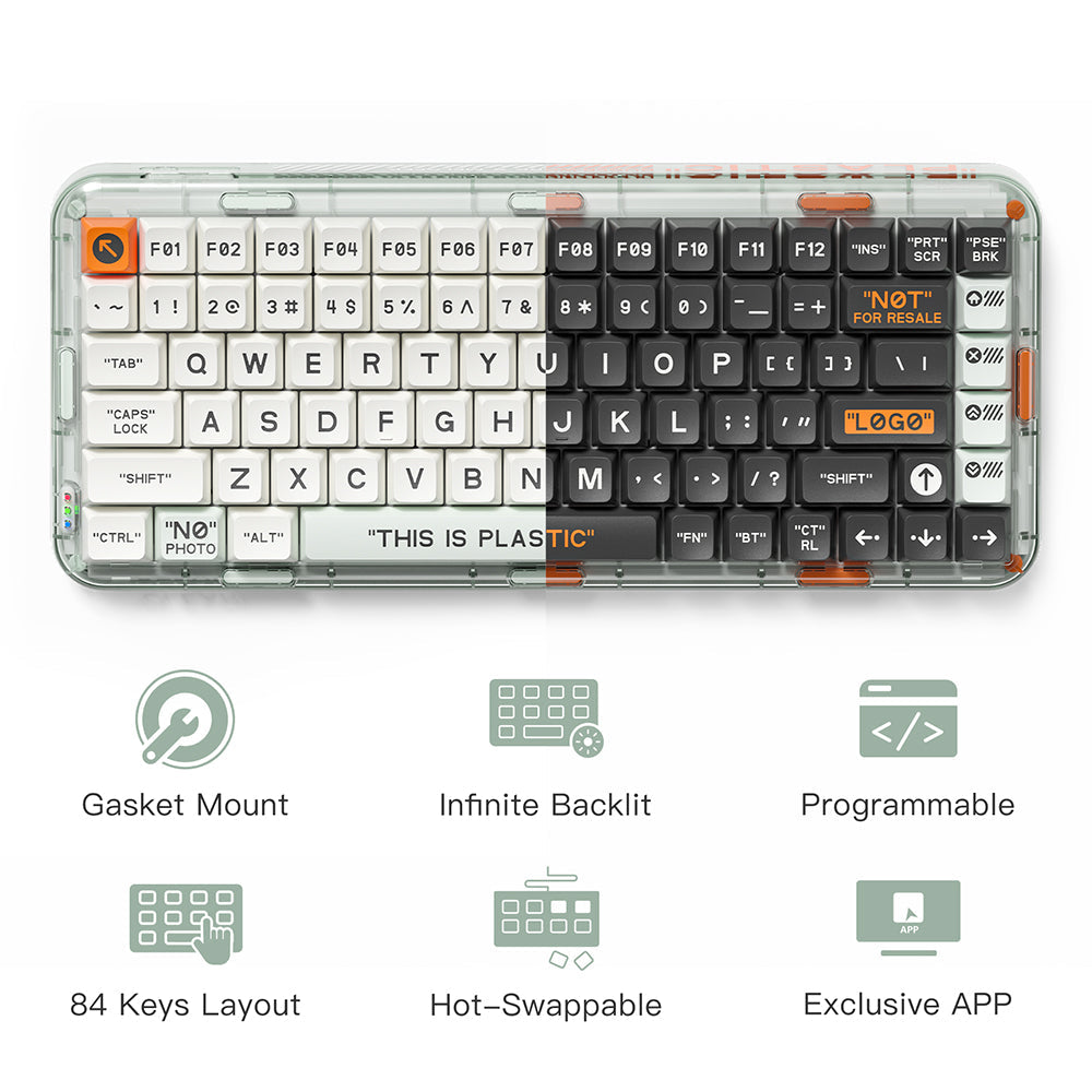 MelGeek Mojo84 Plastic Transparent, Custom&Programmable Mechanical Keyboard