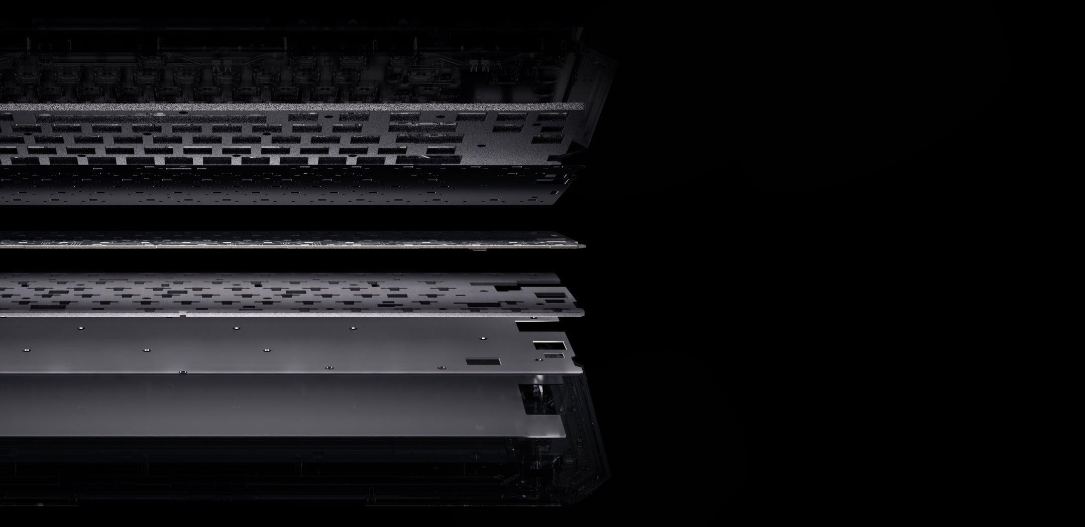 Exploded view of the 5-layer acoustic dampening stack