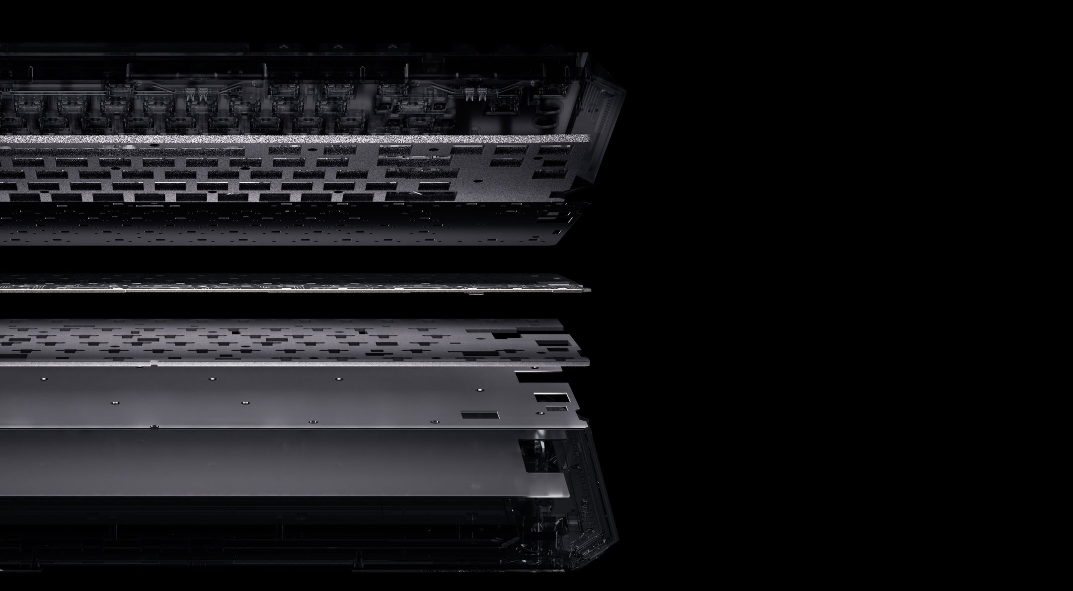 Exploded view of the 5-layer acoustic dampening stack
