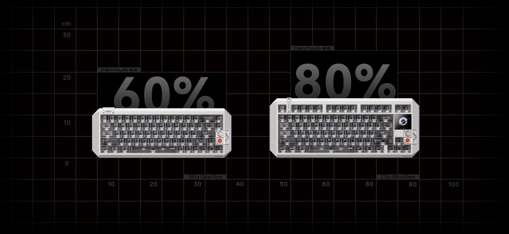 Details zur Centauri-Produktbeleuchtung und Gaming-Tastatur