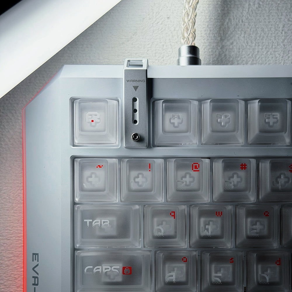 Backlit keyboard beneath a Concentrate sign