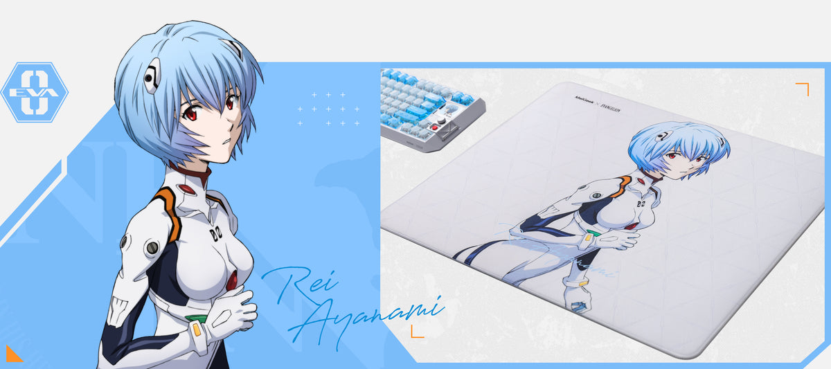 MelGeek x EVANGELION EVA-00 Rei Ayanami mouse pad with the Rei Ayanami character artwork
