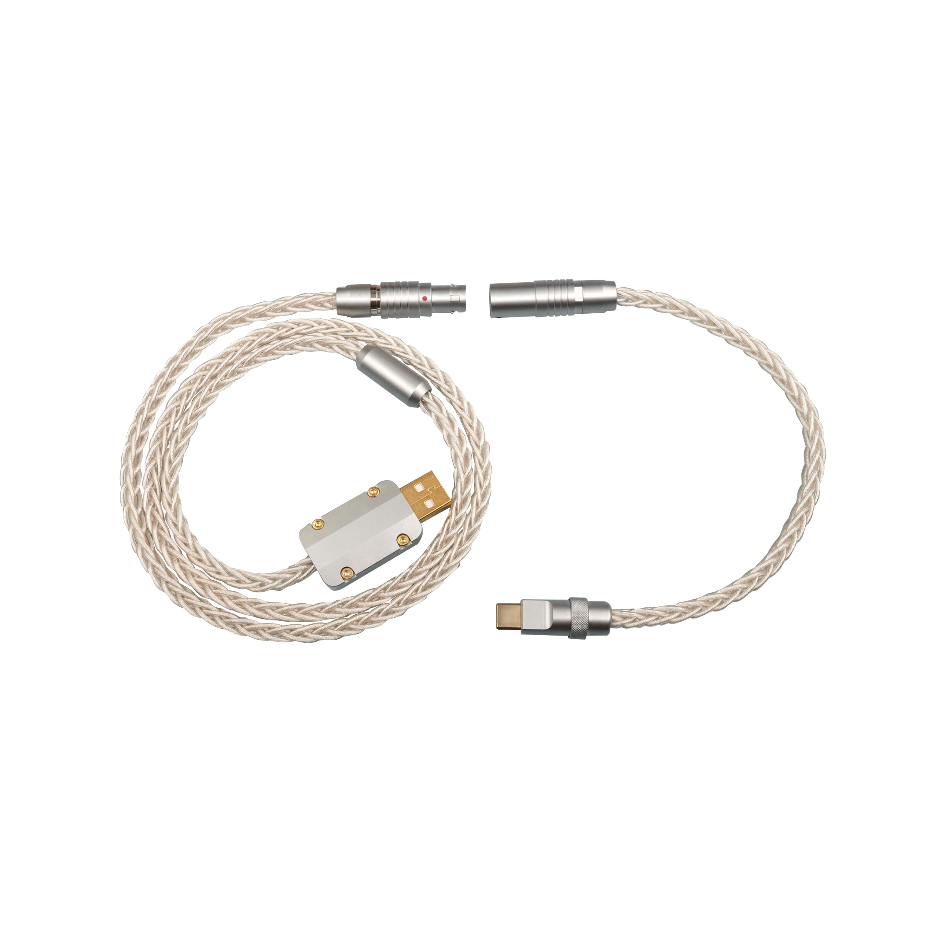 MelGeek Handgefertigtes USB-Kabel mit silberummanteltem Monokristall-Kupferdraht