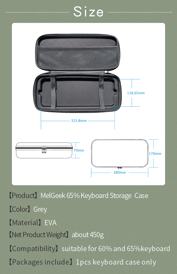 MelGeek Mechanical Keyboard Storage Carrying Case Bag for Mojo 60/65/68 Keyboard