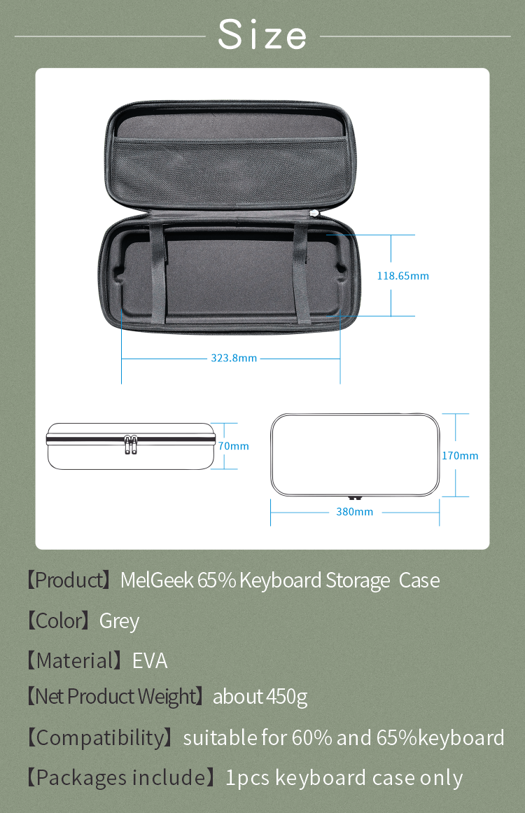 MelGeek - Estuche de transporte para almacenamiento de teclado mecánico para teclado Mojo 60/65/68