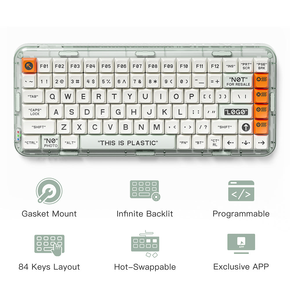 MelGeek Mojo84 Plastic Transparent, Custom&Programmable Mechanical Keyboard