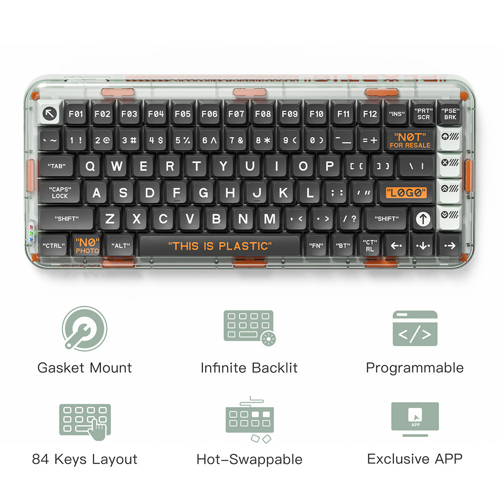 MelGeek Mojo84 Plastic Advance Transparent, Custom&Programmable Mechanical  Keyboard
