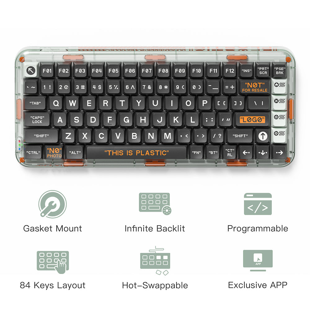 MelGeek Mojo84 Plastic Advance Transparent, Custom&Programmable Mechanical Keyboard