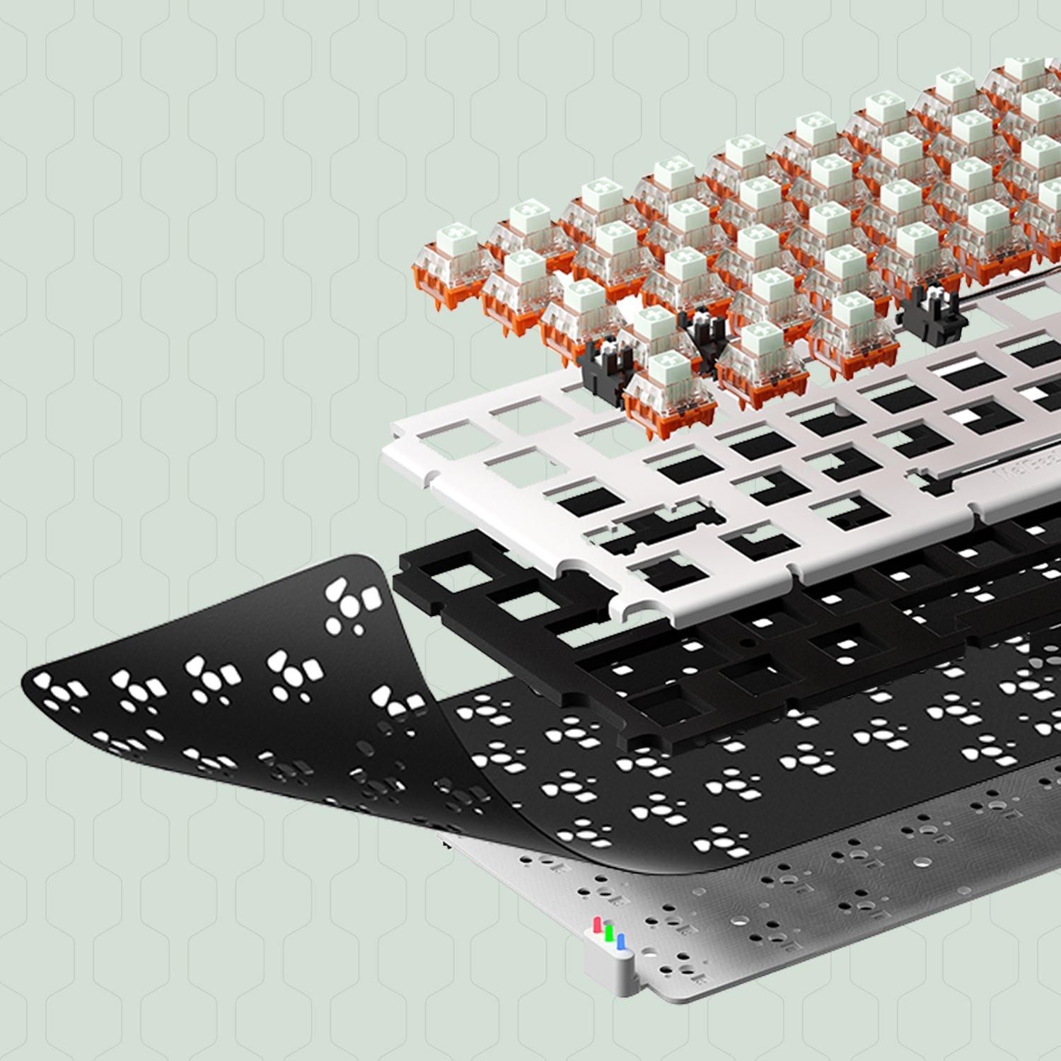 MelGeek Mojo68 プラスチック アドバンス シースルー カスタム プログラマブル メカニカル キーボード