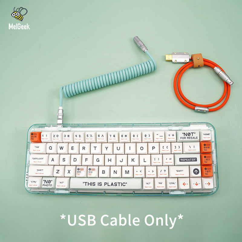 Câble USB enroulé à la main MelGeek avec bobine Silver Aviator Collection sur le côté clavier