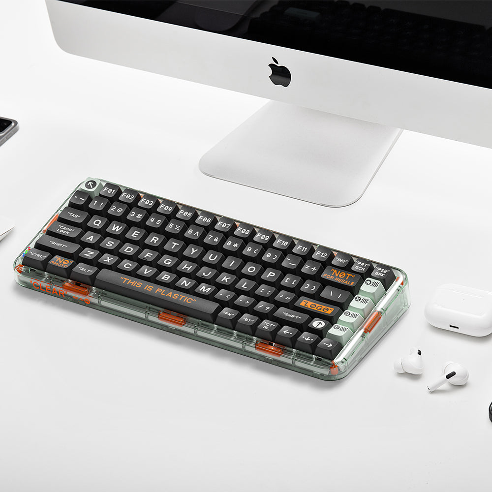 MelGeek Mojo84 Clavier mécanique transparent, personnalisé et